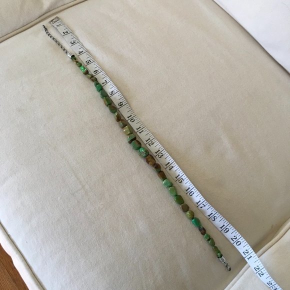 Jay King Vintage Green Turquoise Nugget Necklace Sterling Silver 17" - Picture 4 of 6